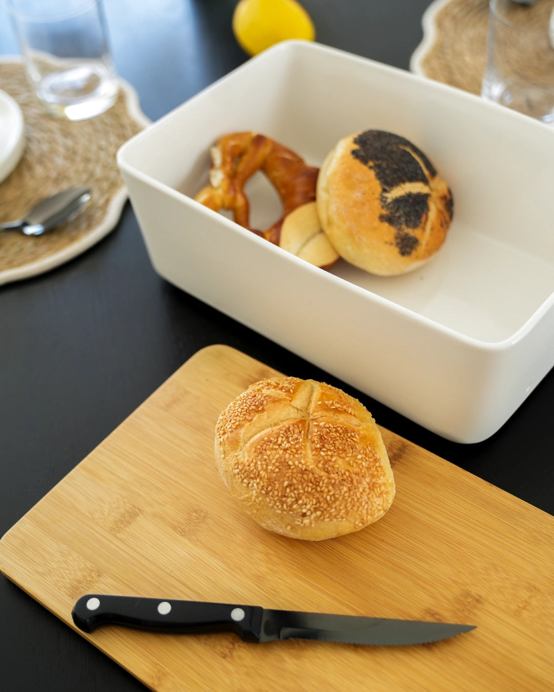 Brotbox Keramik mit Bambusdeckel